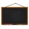 Black chalkboard wood frame rope hanging on nail