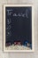 Black chalkboard with wooden frame.