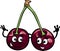 Black cherry fruits cartoon illustration