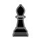 Black chess bishop piece on white background