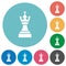 Black chess king flat round icons