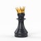 Black chess pawn crowned with a gold crown isolated on white background