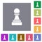 Black chess pawn square flat icons