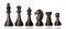 Black chess pieces in order of decreasing