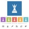 Black chess queen flat white icons in square backgrounds