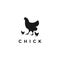 Black chicken simple logo design vector