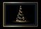 Black Christmas Background with Golden Xmas Tree