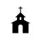 Black Church building icon isolated on white