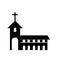 Black Church building icon isolated on white