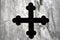 Black Church Cross, old original Greek cross of black marble, inlaid white marble