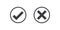Black circle icon check mark icon isolated on transparent background. Approve and cancel symbol for design project
