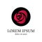 Black circle red rose curve logo design template