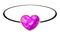 Black circlet, bracelet or armlet with heart shape rose quartz, tourmaline or sapphire.