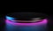 black circular pedestal with colorful lights on the black background