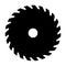 Black circular saw. Vector sign or icon. Symbol of saw mill