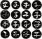 Black Circular stamp of Kanji meaning Japanese zodiac rat set