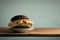 Black Classic Chicken burger on wood table with copy space and w