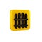 Black Classic iron fence with metal pillars icon isolated on transparent background. Ancient wrought iron fence. Yellow