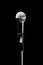 Black classic microphone on black dark background. Music and concert concept