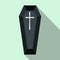Black classical coffin flat icon
