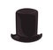 Black classical cylinder hat vector flat illustration. Fashionable gentleman headwear isolated on white background