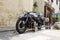 Black classics motorcycle. Hand drawn vintage motorbike