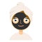 Black clay mask on girl face color flat icon for web and mobile design