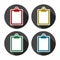 Black clipboard icons set with long shadow