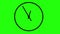 Black clock illustration turning very fast with green screen in the background, simple video motion