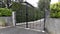 Black closed steel classic retro design metal gate of vintage style house