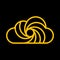 black cloud logo & x28;icon& x29; with yellow lines that make up the spiral for better business