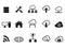 Black cloud network icons set