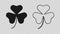 Black Clover trefoil leaf icon isolated on transparent background. Happy Saint Patricks day. National Irish holiday