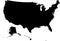 BLACK CMYK color map of USA