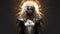 Black Coat Aasimar Warrior With Golden Wings And Radiant Light