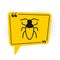Black Cockroach icon isolated on white background. Yellow speech bubble symbol. Vector