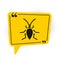 Black Cockroach icon isolated on white background. Yellow speech bubble symbol. Vector