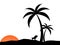 Black Coconut trees Icon for summer concept.