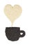 Black coffee cup and White heart sesame