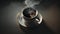 Black coffee still hot table, Generate AI