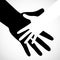 Black color big hand and white small hand vector concept. Help