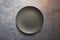 Black color empty ceramic dinner plate