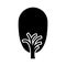 Black color tree trunk with leaves shape ovoid