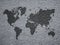 Black color world map on concrete wall background