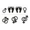 Black colored male and female symbol. LGBT symbol gay and lesbian symbol with foot prints vector