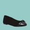 Black colour leather stylish ladies flat shoe