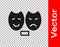 Black Comedy and tragedy theatrical masks icon isolated on transparent background. Vector