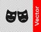 Black Comedy and tragedy theatrical masks icon isolated on transparent background. Vector Illustration