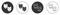 Black Comedy and tragedy theatrical masks icon isolated on white background. Circle button. Vector