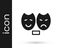 Black Comedy and tragedy theatrical masks icon isolated on white background. Vector